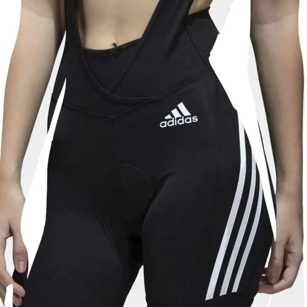 Adidas The Bib Padded Cycling Shorts Black White Women's Large Breathable Straps - Picture 5 of 15